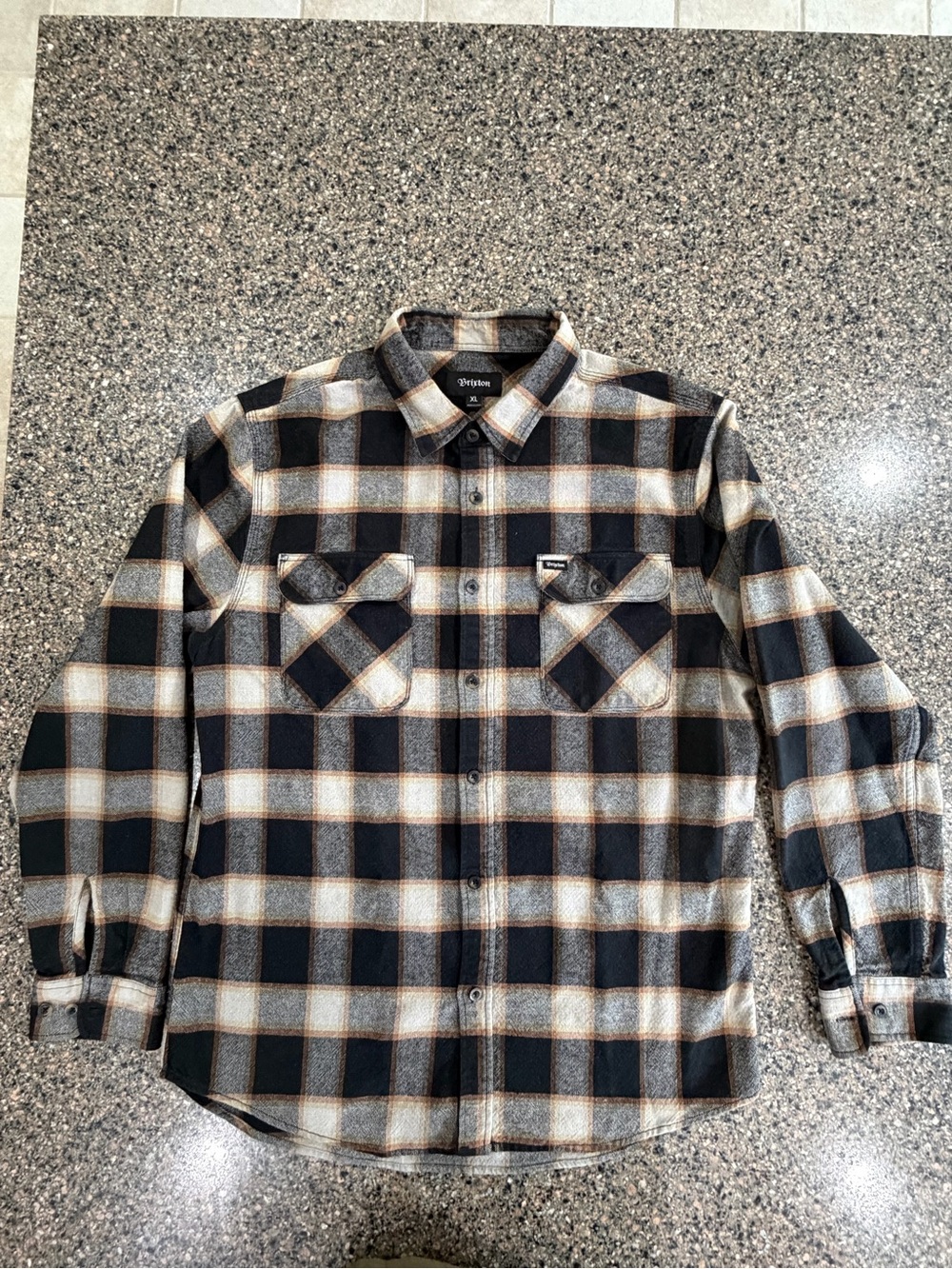 Brixton Black & Cream Plaid Button-Down Shirt